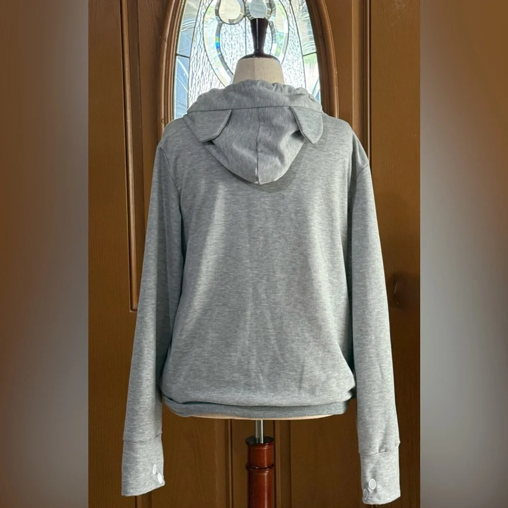 Gray Cat Hoodie for Pet Lovers